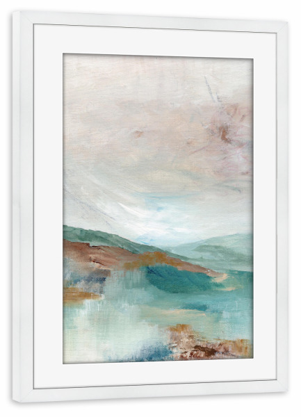 Poster mit Rahmen weiß "Blue Pearl" artboxONE - Abstrakt