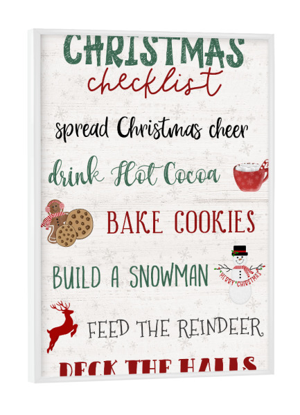 Poster mit weißem Rahmen "Weihnachts-Checkliste" artboxONE - Typografie,Weihnachten - Weihnachten,Kakao,Schneemann,Rentier,Kekse,Urlaub