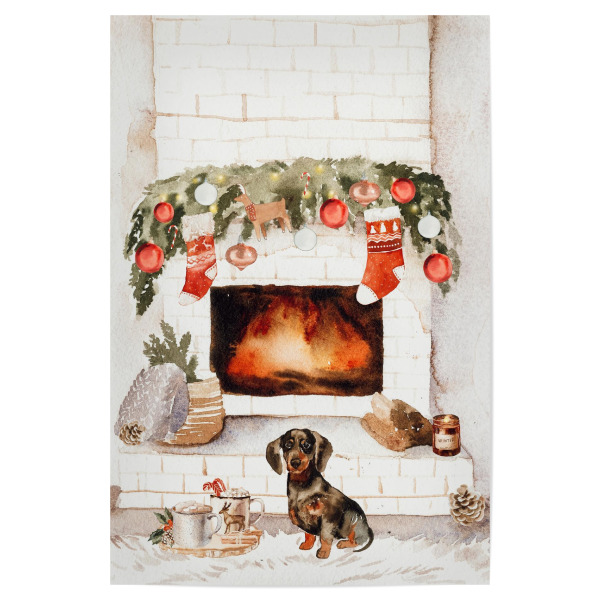 Poster "Cozy Christmas Dog" artboxONE - Für Kinder,Tiere,Weihnachten,Für Mama,Für Papa