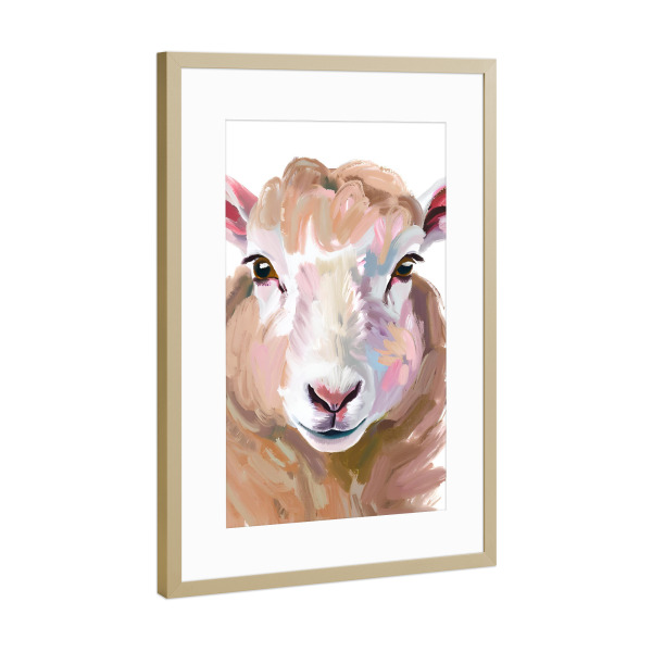 Poster mit Rahmen Gold "Schafskopf - abstrakt" artboxONE - Für Kinder,Tiere,Abstrakt,Lustig