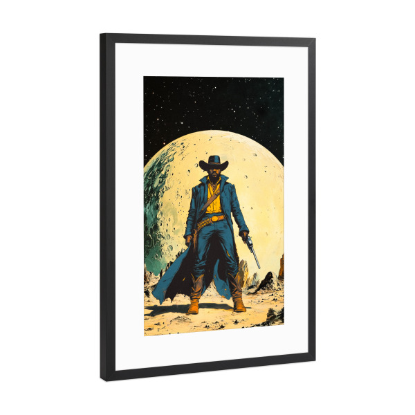 Poster mit Rahmen Schwarz (Metallic) "Kosmischer Sheriff" artboxONE - Reise,Menschen,Fiktion,Galaxy