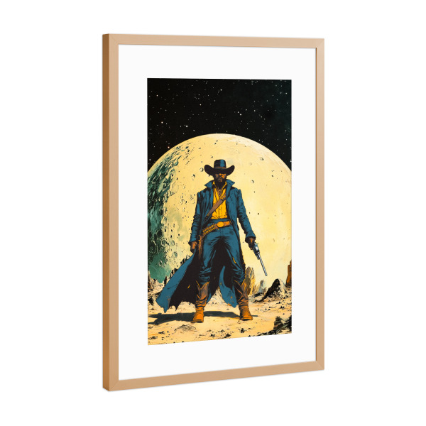 Poster mit Rahmen Kupfer "Kosmischer Sheriff" artboxONE - Reise,Menschen,Fiktion,Galaxy