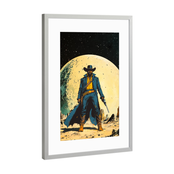 Poster mit Rahmen Silber "Kosmischer Sheriff" artboxONE - Reise,Menschen,Fiktion,Galaxy