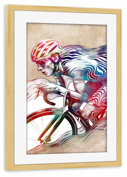Poster mit Rahmen kiefer "Radsportkunst AB" artboxONE - Sport,Sport / Sommerspiele - Radfahren,Fahrrad,Biker,Radfahrer,Fahrrad,Sport