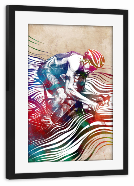 Poster mit Rahmen schwarz "Radsportkunst AA" artboxONE - Sport,Sport / Sommerspiele - Radfahren,Radfahrer,Fahrrad,Biker,Fahrrad,Sport