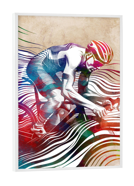 Poster mit weißem Rahmen "Radsportkunst AA" artboxONE - Sport,Sport / Sommerspiele - Radfahren,Radfahrer,Fahrrad,Biker,Fahrrad,Sport