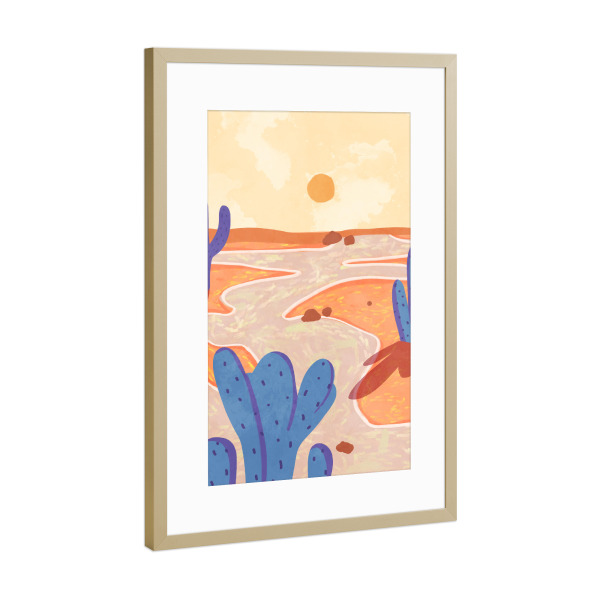 Poster mit Rahmen Gold "Weg durch die bemalte Wüste" artboxONE - Natur,Abstrakt