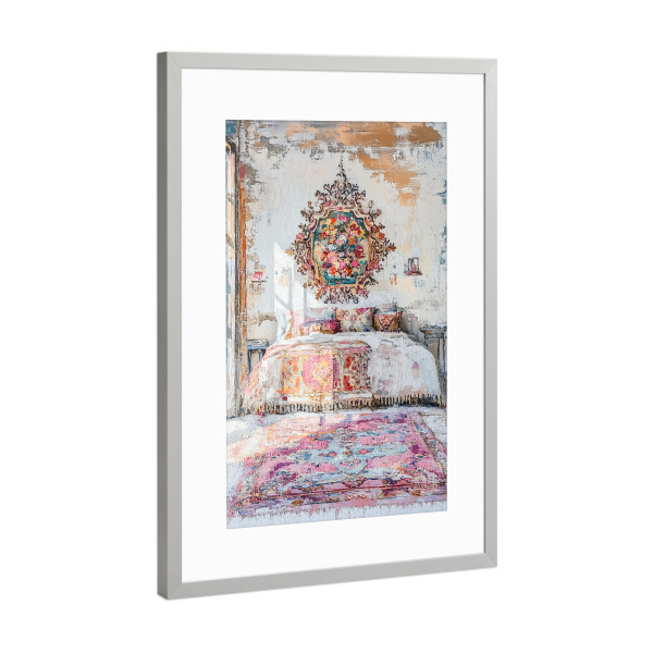 Poster mit Rahmen Silber "Boho Sleeproom" artboxONE - Natur,Floral,Abstrakt