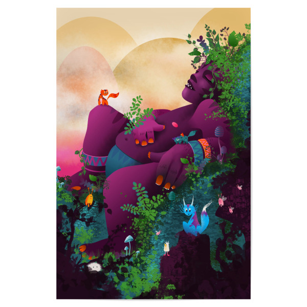 Poster 30x20 cm "Schlafender Riese" artboxONE - Natur,Für Kinder,Tiere,Fiktion