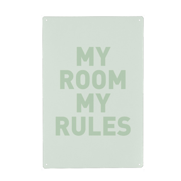 Holzbild "My Room my Rules - Schild Grün" artboxONE - Typografie,Für Kinder,Lehrersprüche,Für Papa,Lustig