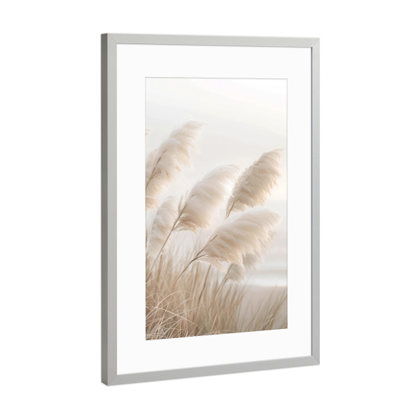 Poster mit Rahmen Silber "Poesie am Meer - Pampasgras" artboxONE - Natur,Reise / Strand und Meer