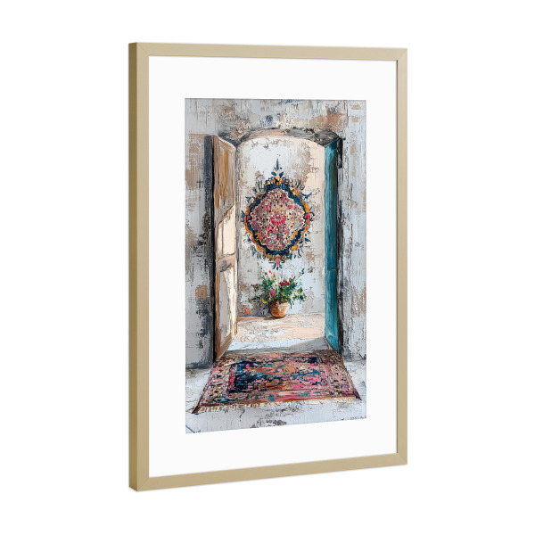 Poster mit Rahmen Gold "Mediterranes Raumflair" artboxONE - Natur,Floral,Abstrakt