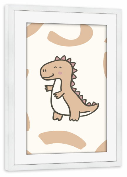 Poster mit Rahmen weiß "Cute smiling dinosaur" artboxONE - Für Kinder