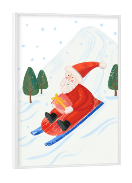 Poster mit weißem Rahmen "Santa on sledge" artboxONE - Für Kinder,Weihnachten,Festivals