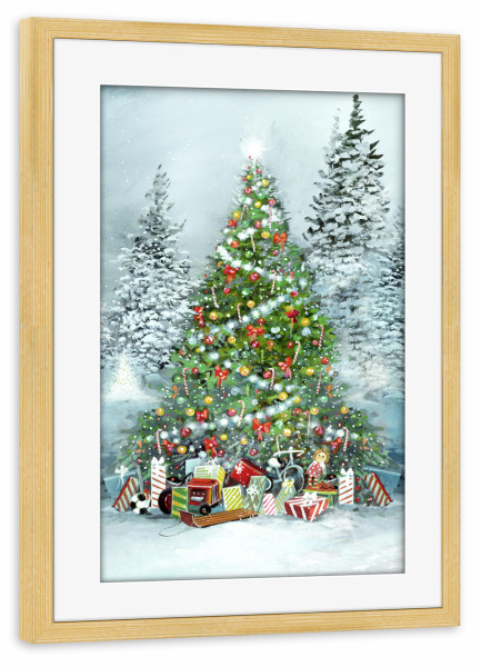 Poster mit Rahmen kiefer "Unter dem Baum" artboxONE - Weihnachten - Baum,Geschenke,Weihnachten,Feiertag