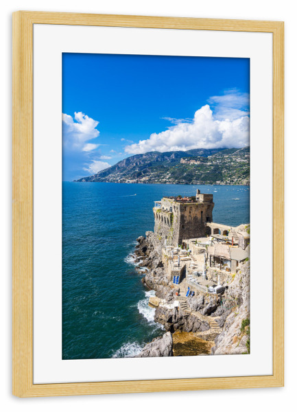 Poster mit Rahmen kiefer "Wachturm in Maiori" artboxONE - Natur,Reise,Architektur,Reise / Strand und Meer,Reise / Länder