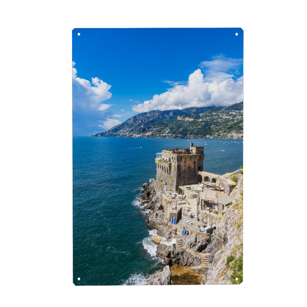 Holzbild "Wachturm in Maiori" artboxONE - Natur,Reise,Architektur,Reise / Strand und Meer,Reise / Länder