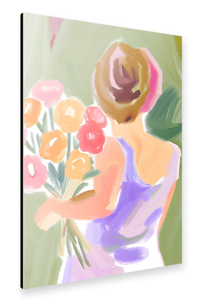 Alu-Dibond "Frau mit Blumenstrauß" 30x20 cm artboxONE