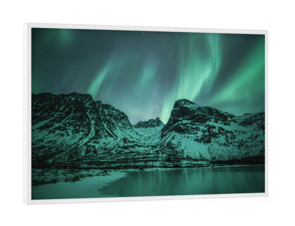 Poster mit weißem Rahmen "Polarlicht - Norwegen" artboxONE - Natur,Galaxy