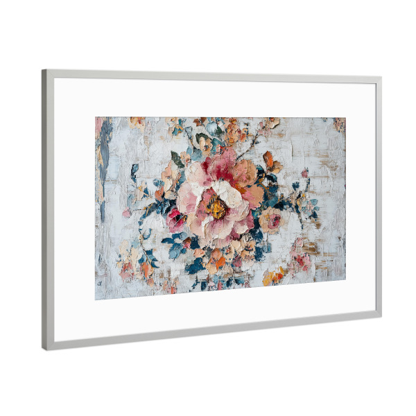 Poster mit Rahmen Silber "Wandmalerei Floral" artboxONE - Natur,Floral,Abstrakt