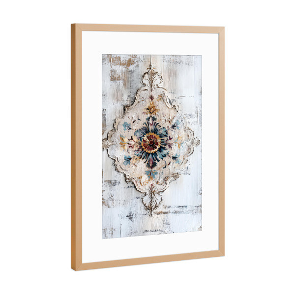 Poster mit Rahmen Kupfer "Florale Wandmalerei" artboxONE - Natur,Floral,Abstrakt