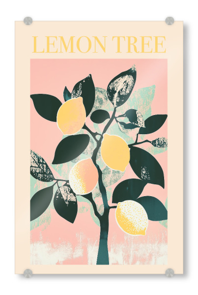 Acrylglasbild "Zitronenbaum pastellart" artboxONE - Typografie,Natur,Essen & Trinken / Obst & Gemüse