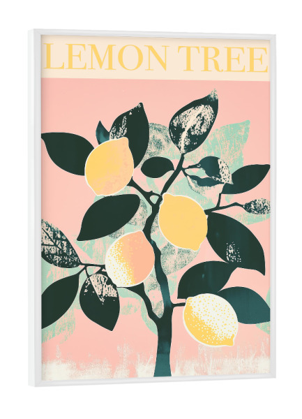 Poster mit weißem Rahmen "Zitronenbaum pastellart" artboxONE - Typografie,Natur,Essen & Trinken / Obst & Gemüse