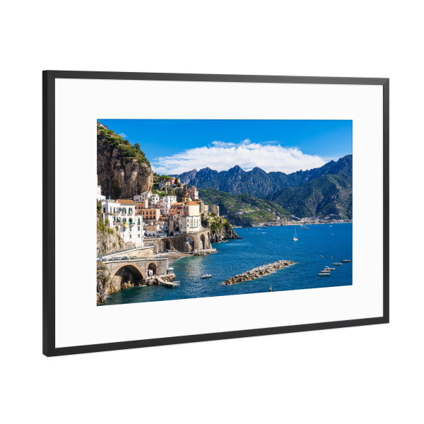 Poster mit Rahmen Schwarz (Metallic) "Blick auf Atrani" artboxONE - Natur,Reise,Architektur,Reise / Strand und Meer,Reise / Länder