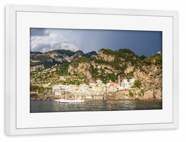 Poster mit Rahmen weiß "Atrani an der Amalfiküste" artboxONE - Natur,Reise,Architektur,Reise / Strand und Meer,Reise / Länder