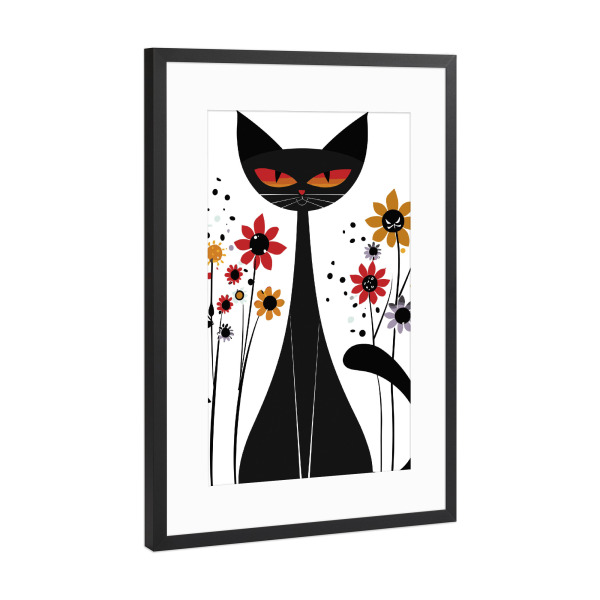 Poster mit Rahmen Schwarz (Metallic) "Sleek black" artboxONE - Tiere,Lustig