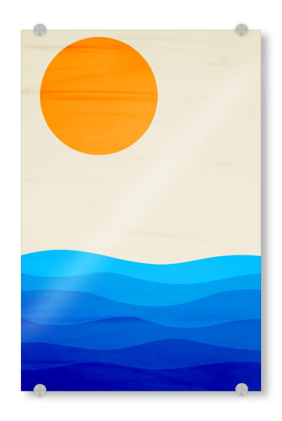 Acrylglasbild "Sunset minimalist" artboxONE - Natur,Reise,Abstrakt - Sunset,Ocean,Waves,Minimalist,Abstract,Beach,Horizon,Sea,Sky,Tranquility