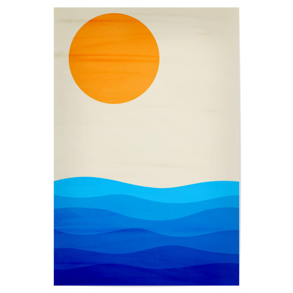 Poster "Sunset minimalist" artboxONE - Natur,Reise,Abstrakt - Sunset,Ocean,Waves,Minimalist,Abstract,Beach,Horizon,Sea,Sky,Tranquility