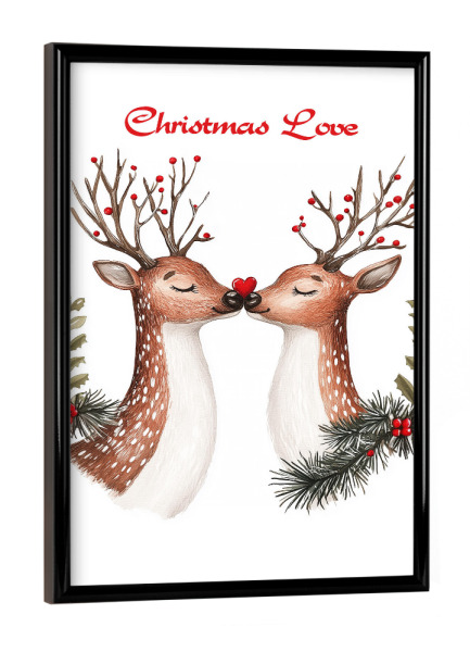 Poster mit schwarzem Rahmen "Rentier Weihnachts Liebe" artboxONE - Typografie,Tiere,Weihnachten