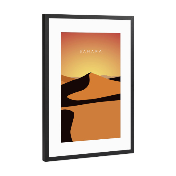 Poster mit Rahmen Schwarz (Metallic) "Sahara - minimalistische Wüste" artboxONE - Natur,Reise,Reise / Afrika,Reise / Länder