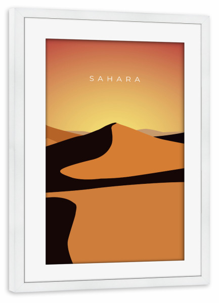 Poster mit Rahmen weiß "Sahara - minimalistische Wüste" artboxONE - Natur,Reise,Reise / Afrika,Reise / Länder