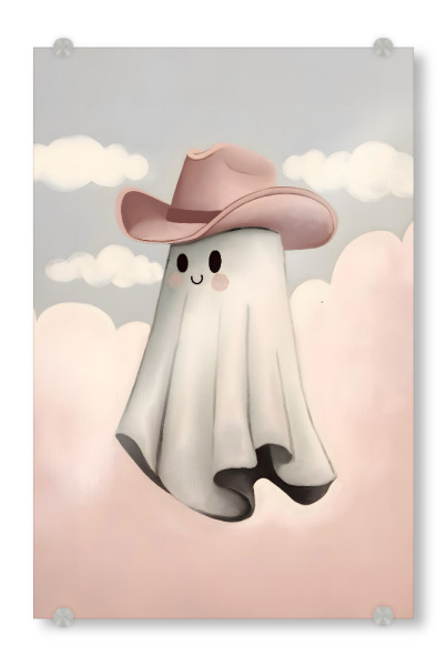 Acrylglasbild "Hallo Geist" artboxONE - Abstrakt - Geist,Niedlich,Grüß dich,Adrett,Kokett,Wolke,Halloween,Gruselig,Gruselig
