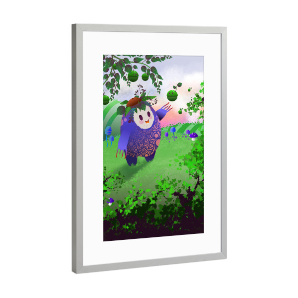 Poster mit Rahmen Silber "Fliegende Äpfel" artboxONE - Natur,Für Kinder,Tiere