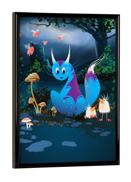 Poster mit schwarzem Rahmen "Treffen im Morgentau" artboxONE - Für Kinder,Tiere,Fiktion