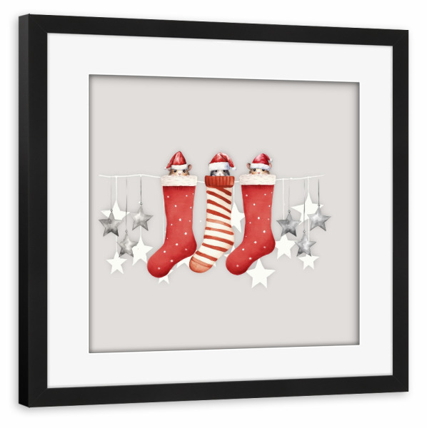 Poster mit Rahmen schwarz "Weihnachtsmann Hamster" artboxONE - Für Kinder,Tiere,Weihnachten,Für Mama,Für Papa