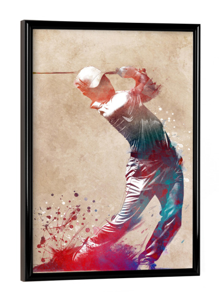 Poster mit schwarzem Rahmen "Golfsportkunst C" artboxONE - Sport,Sport / Sommerspiele - Golf,Golfspieler,Sport,Spieler,Grafik