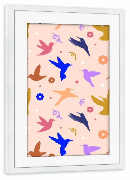 Poster mit Rahmen weiß "Vögel in der Luft" artboxONE - Tiere