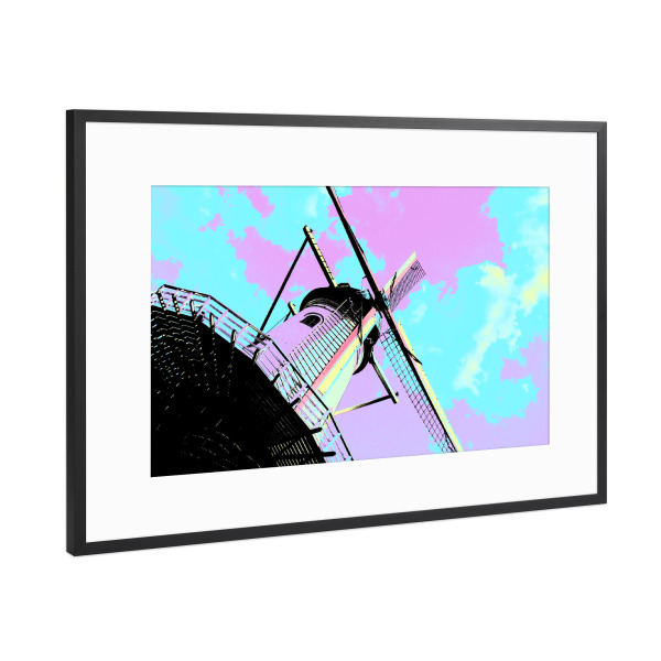 Poster mit Rahmen Schwarz (Metallic) "Pop Art Windmühle" artboxONE - Reise,Reise / Länder