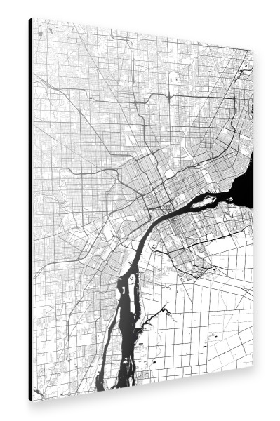 Alu-Dibond "Detroit City Map" 30x20 cm artboxONE