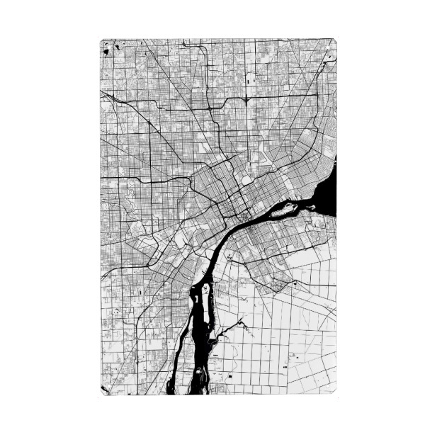 Metall Poster "Detroit City Map" artboxONE - Städte / Weitere,Kartografie