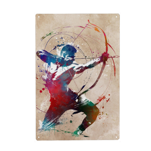 Metall Poster "Bogenschießen Sportkunst C" artboxONE - Sport,Sport / Sommerspiele - Bogenschütze,Bogenschießen,Sport,Grafik - Blechschild