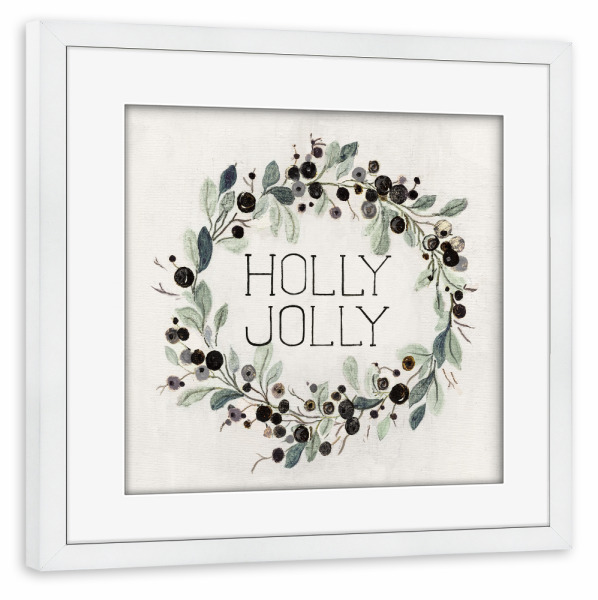 Poster mit Rahmen weiß "Moderne Holly Jolly" artboxONE - Typografie,Weihnachten - Holly,Jolly,Kranz,Weihnachten,Feiertag