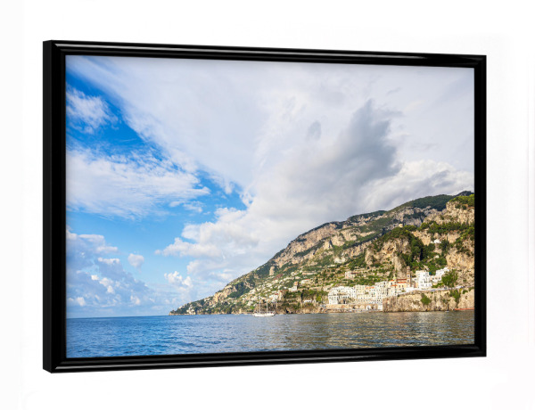 Poster mit schwarzem Rahmen "Mittelmeerküste bei Atrani" artboxONE - Natur,Reise,Architektur,Reise / Strand und Meer,Reise / Länder