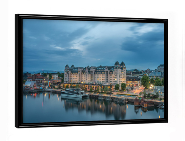 Poster mit schwarzem Rahmen "Havnelager Oslo" artboxONE - Städte,Architektur