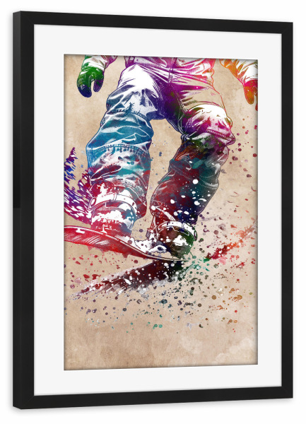Poster mit Rahmen schwarz "Snowboarder Sportart C" artboxONE - Sport,Sport / Motivation - Snowboard,Snowboarder,Snowboarden,Sport,Wintersport