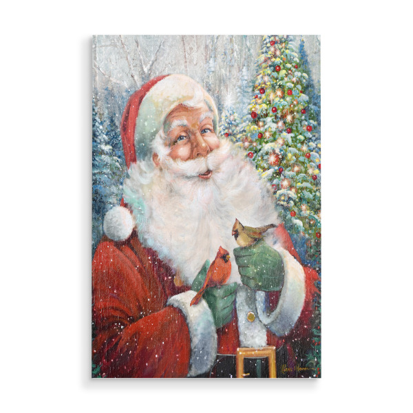 Holzbild "Weihnachtsmann und Kardinäle" artboxONE - Menschen,Weihnachten,Männer - Weihnachtsmann,Weihnachten,Kardinäle,Feiertag